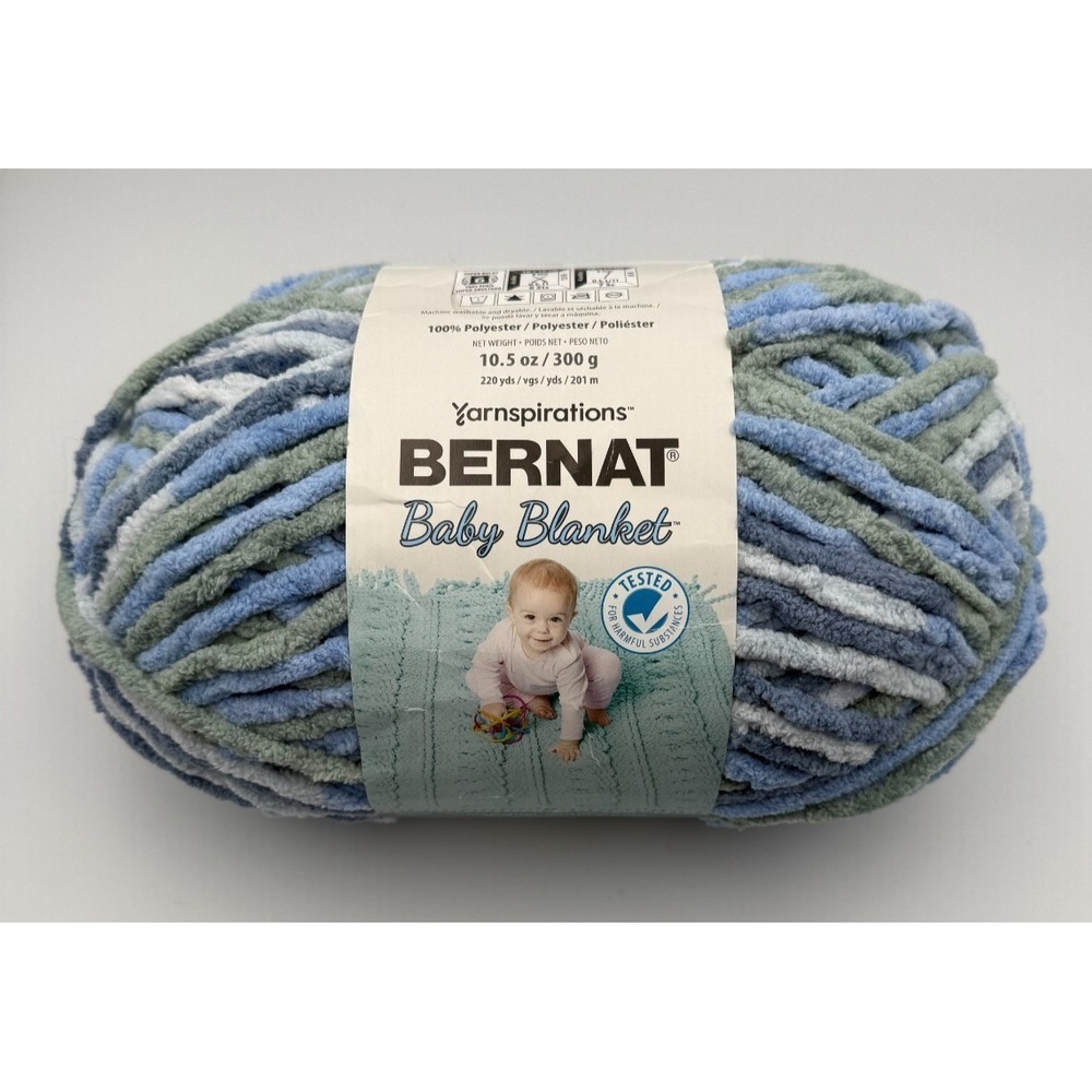 NEW Bernat Baby Blanket Yarn LOVELY BLUE 10.5oz/220yds Soft Blues Greens